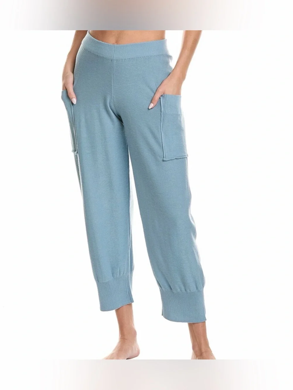 Free People Sage Green Cropped Knit Cargo Pants - Picture 4 of 4